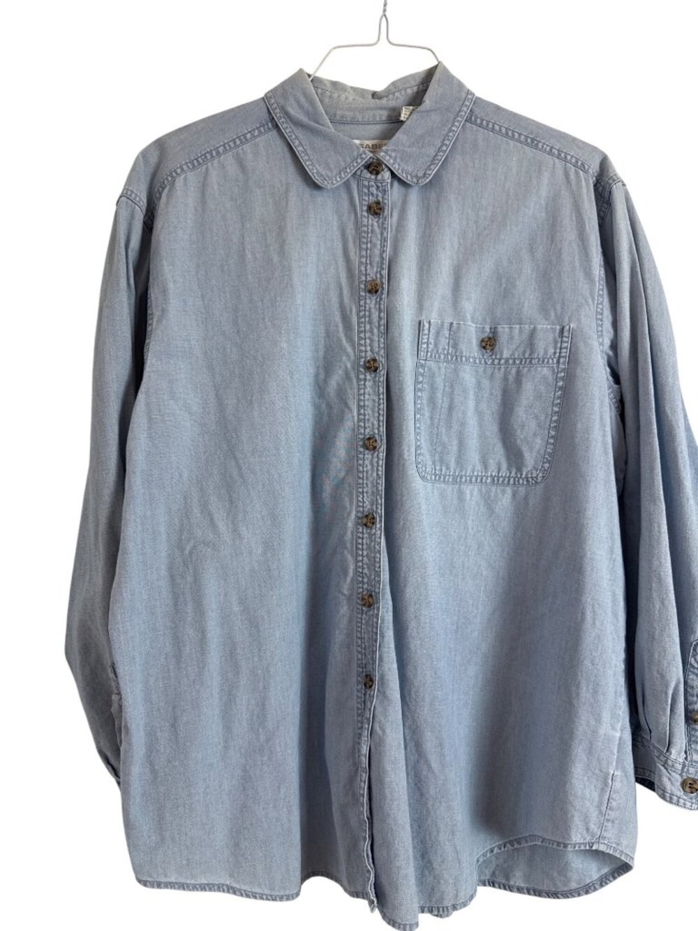 Elisabeth Liz Claiborne Women's Light Blue Denim Button-Up Shirt Size 16 100% Co